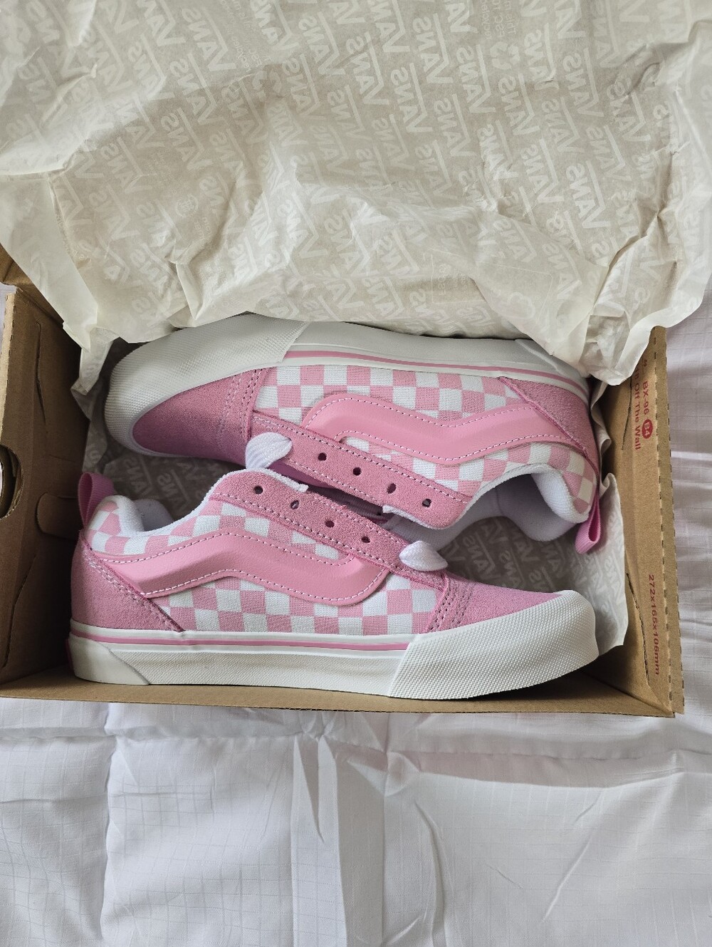 Vans Kids Knu Skool Checkerboard Prism Pink Low-Top Sneakers Size 3